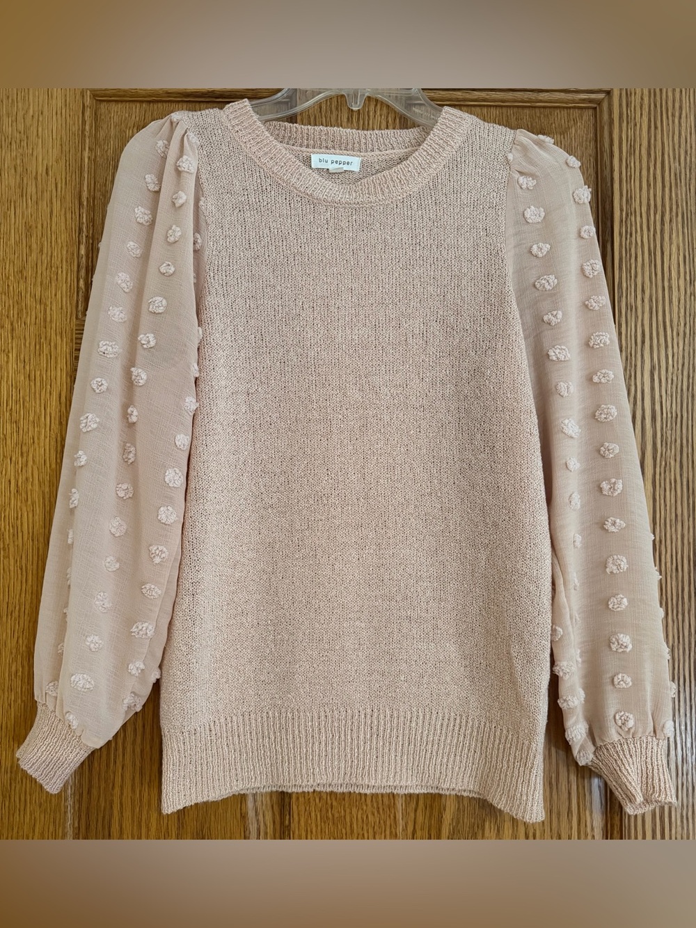 BLU PEPPER LONG SLEEVE PEACH LIGHTWEIGHT SWEATER SZ SMALL